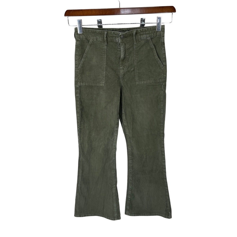 American Eagle Outfitters Corduroy Flare Pants Woman Size 12 Preppy Retro Green